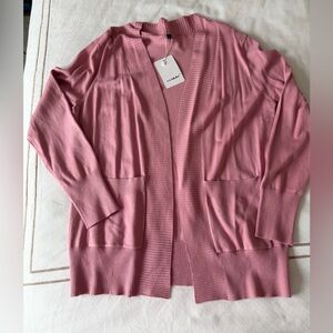 Pink Open Front Cardigan